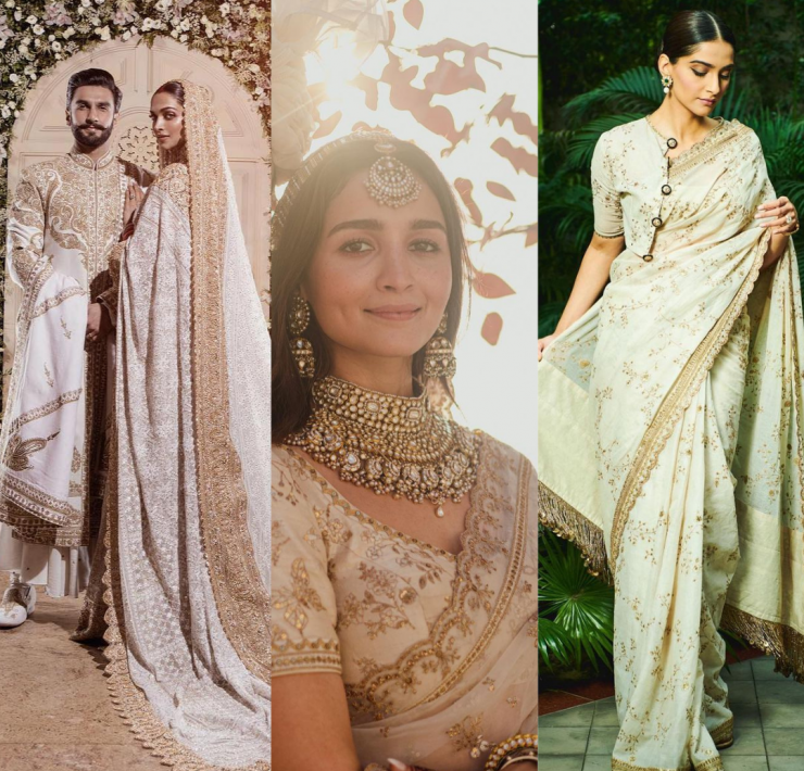 Ivory Gold Saree on Bollywood Divas | An Inspiration For All Bride To Be's