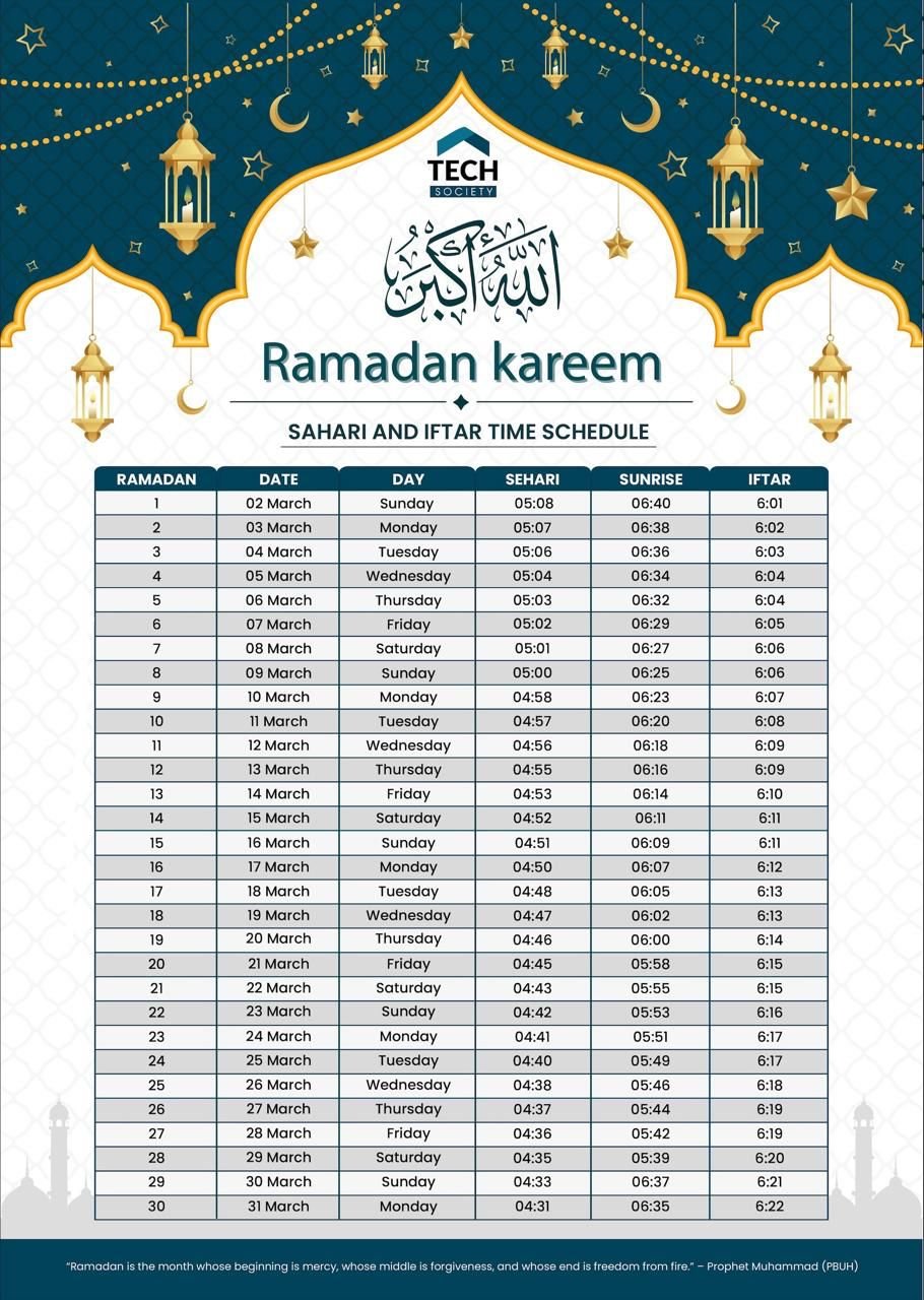 Ramadan 2025 Calendar