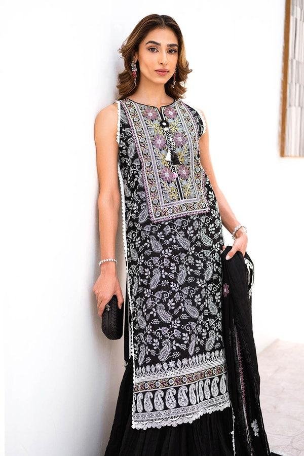black unstitched lawn suit