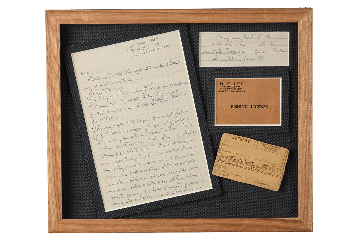 Handwritten Letter in a Wooden Frame
