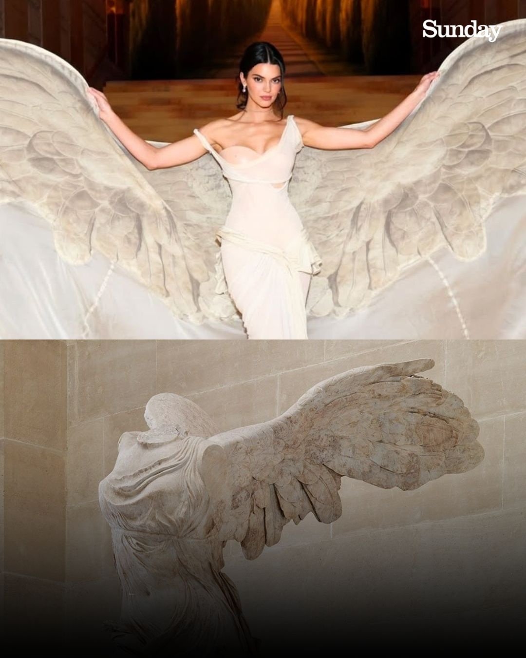 Kendall Jenner as "The Winged Victory of Samothrace"